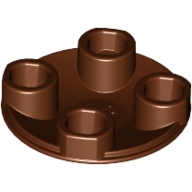 Lego destička kulatá 2x2 hladká invertovaná, červeno hnědá (4541717, 6037289)